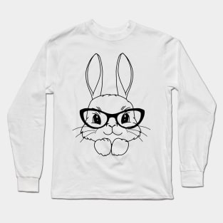 Funny and Cute  Rabbit ,happy Easter cartoon, Cartoon style Long Sleeve T-Shirt